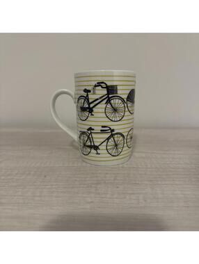 Mustard and white striped bike mug #cycling #biker #mug